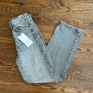 Zara TRF Gray Straight Leg Jeans